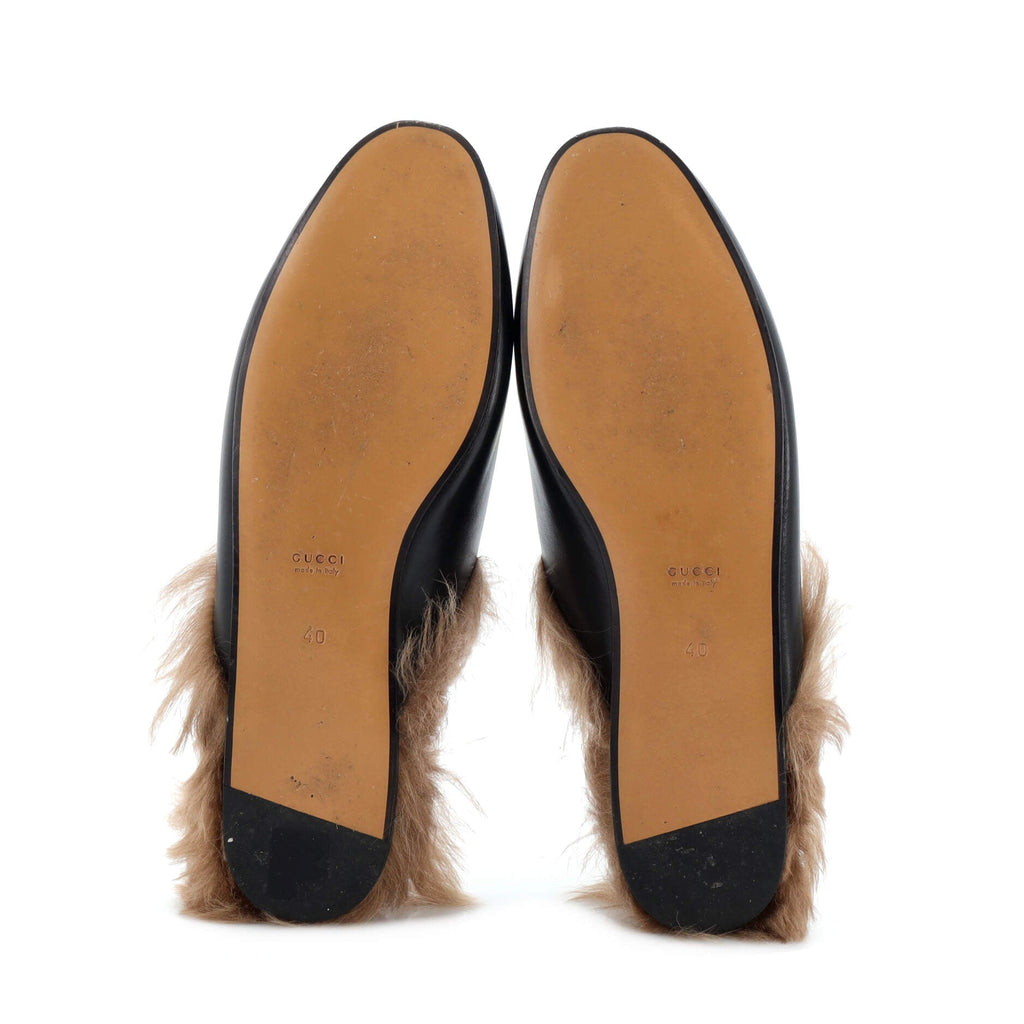 Women's Princetown Mules Leather with Fur
