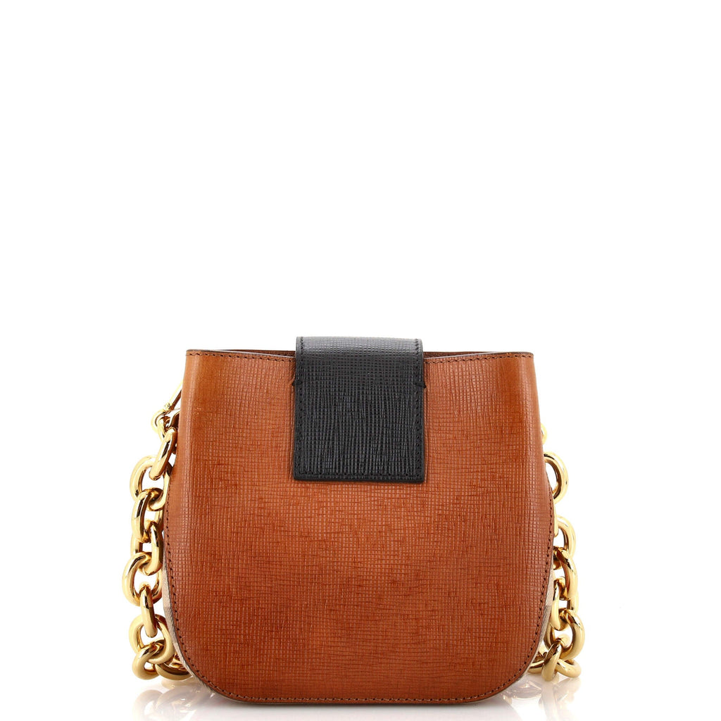 The Belt Square Buckle Bag Leather and House Check Canvas Mini