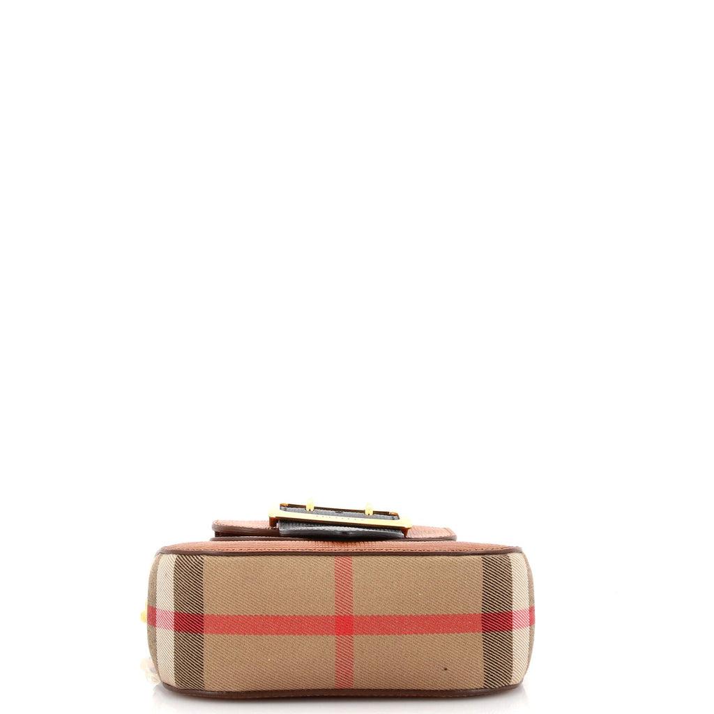 The Belt Square Buckle Bag Leather and House Check Canvas Mini