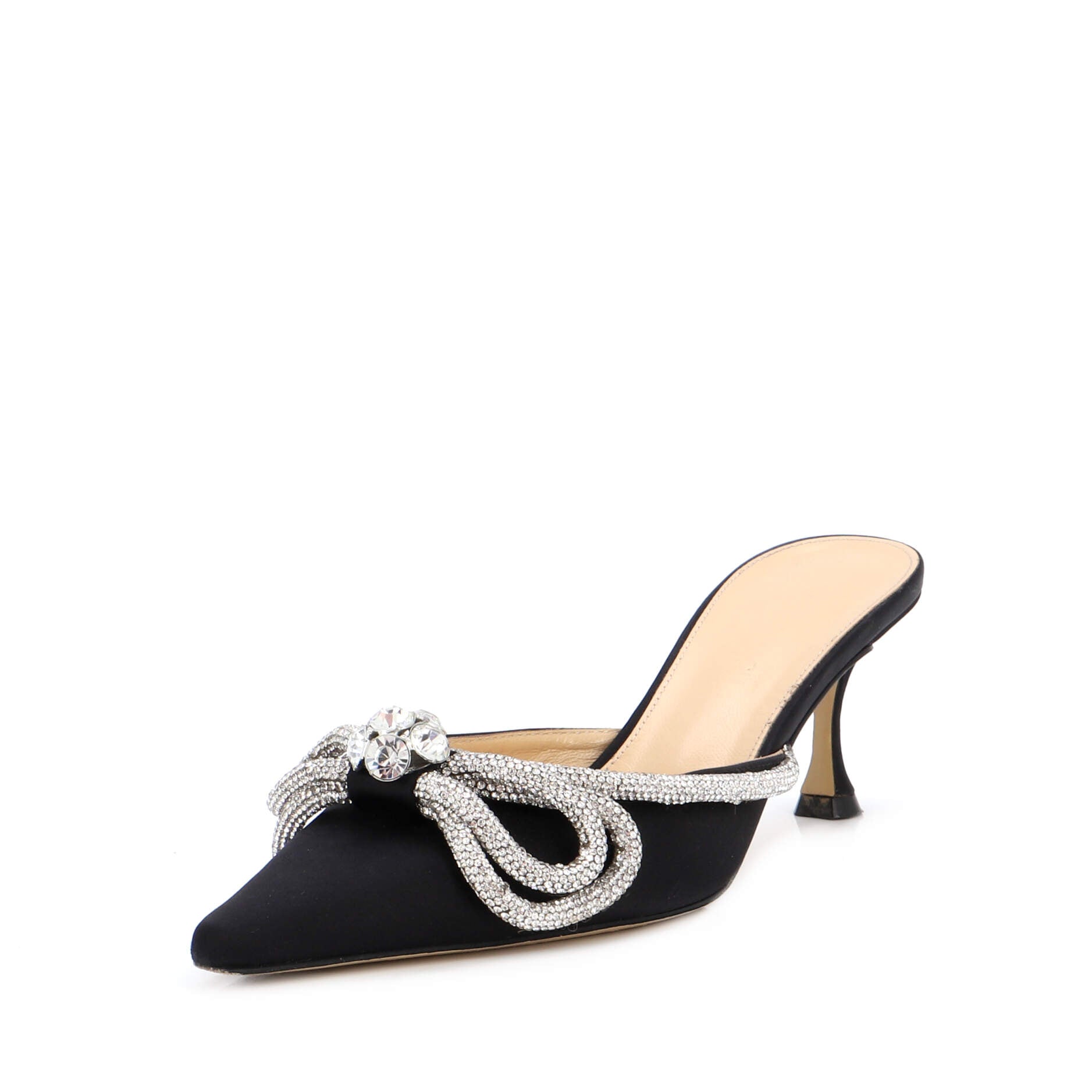 Women's Double Bow Heeled Mules Satin 65