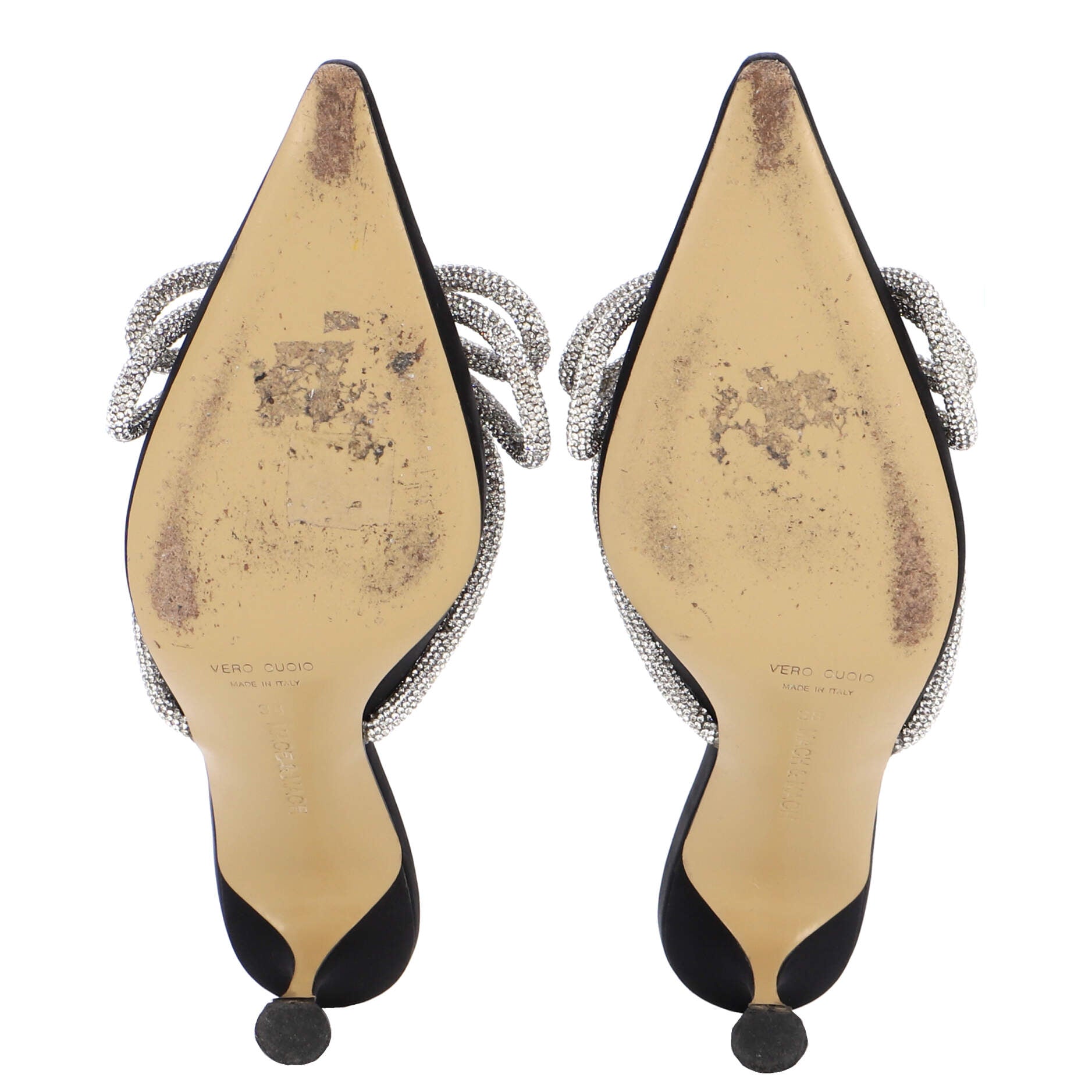 Women's Double Bow Heeled Mules Satin 65