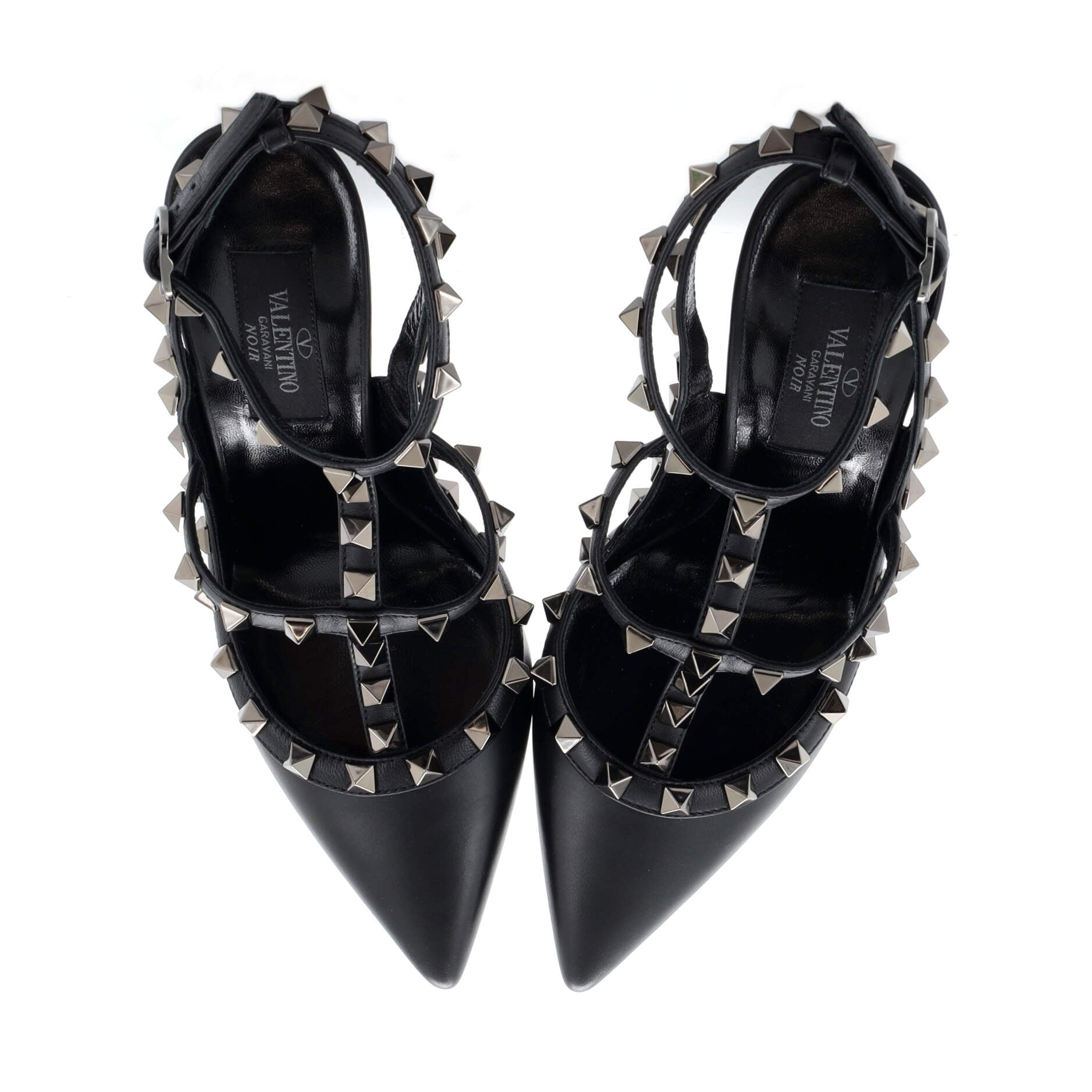 Women's Rockstud Ankle Strap Pumps Leather 100