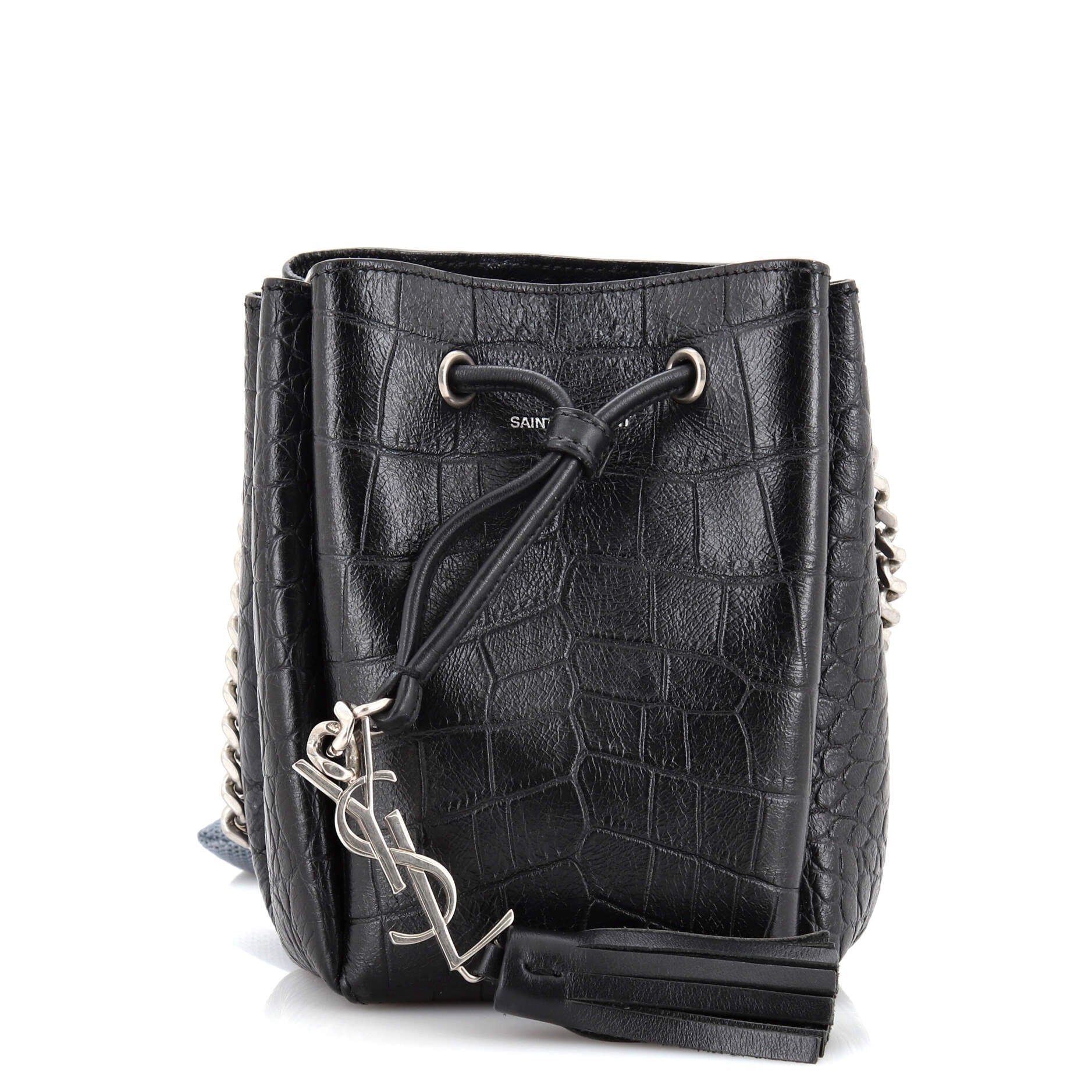 Monogram Bucket Bag Crocodile Embossed Leather Mini