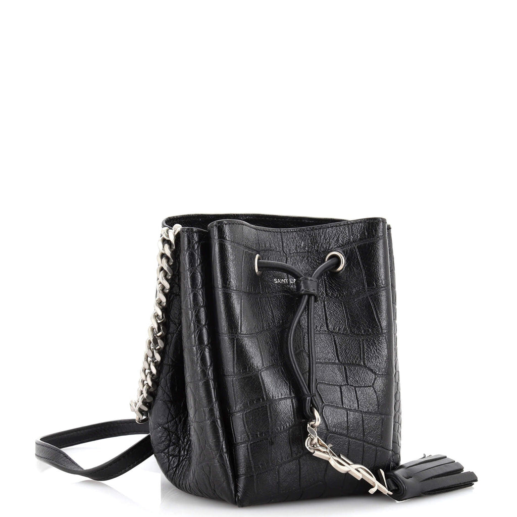 Monogram Bucket Bag Crocodile Embossed Leather Mini