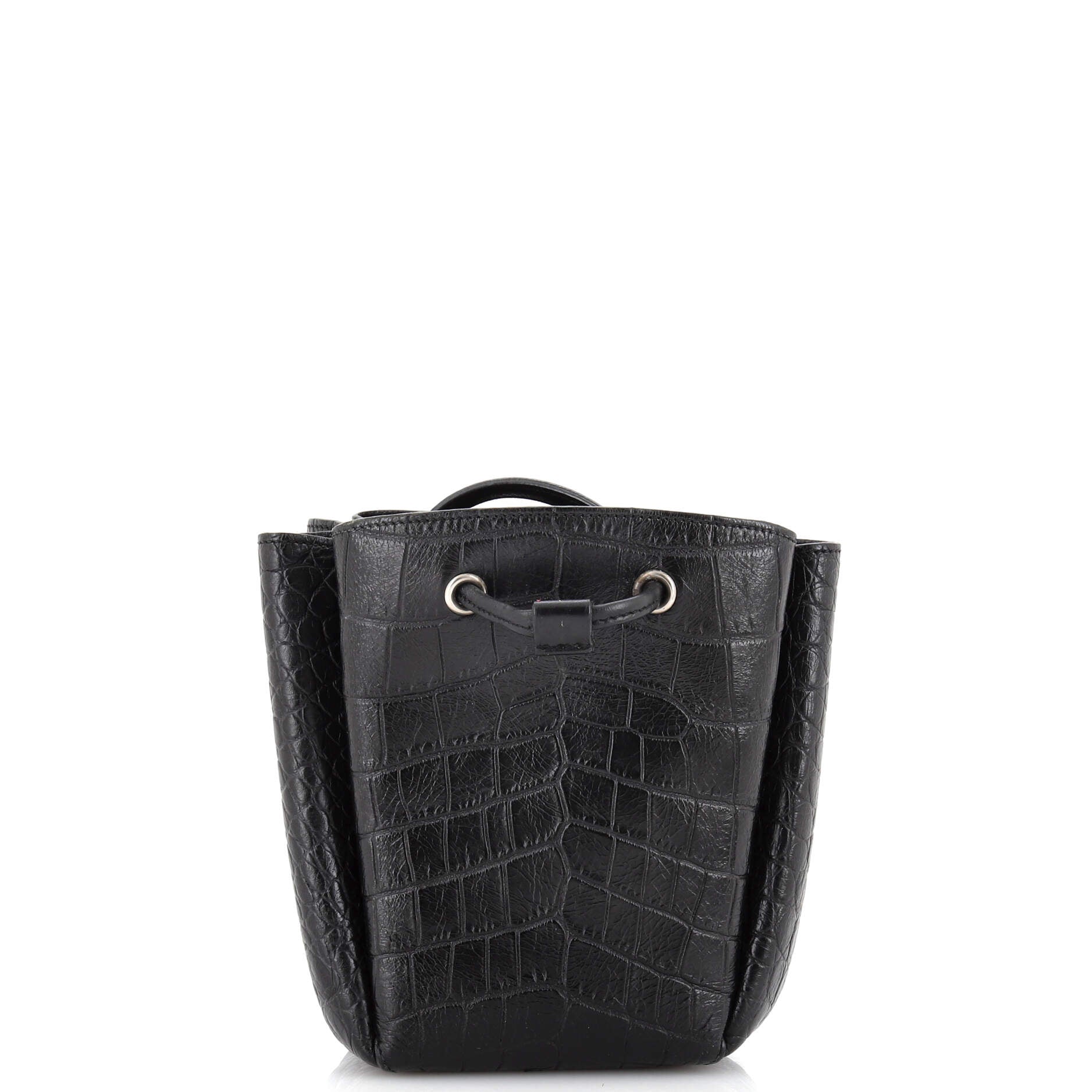 Monogram Bucket Bag Crocodile Embossed Leather Mini