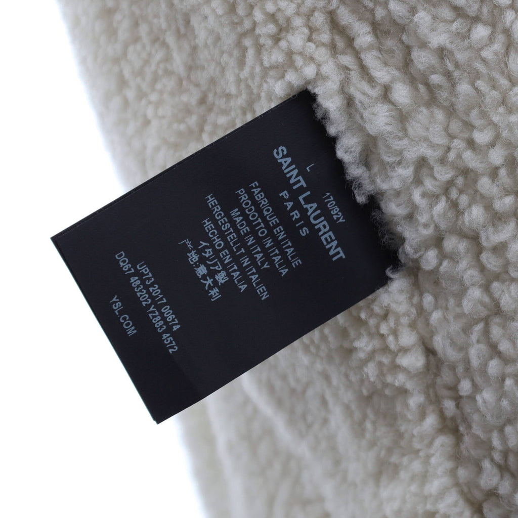 Men's Military Logo Patch Collared Jacket Denim and Shearling