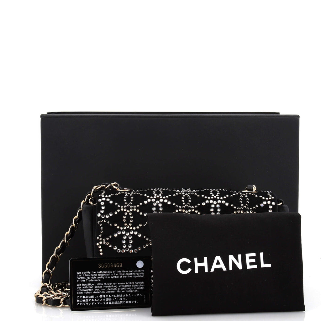 Classic Single Flap Bag CC Crystal Embellished Velvet Mini