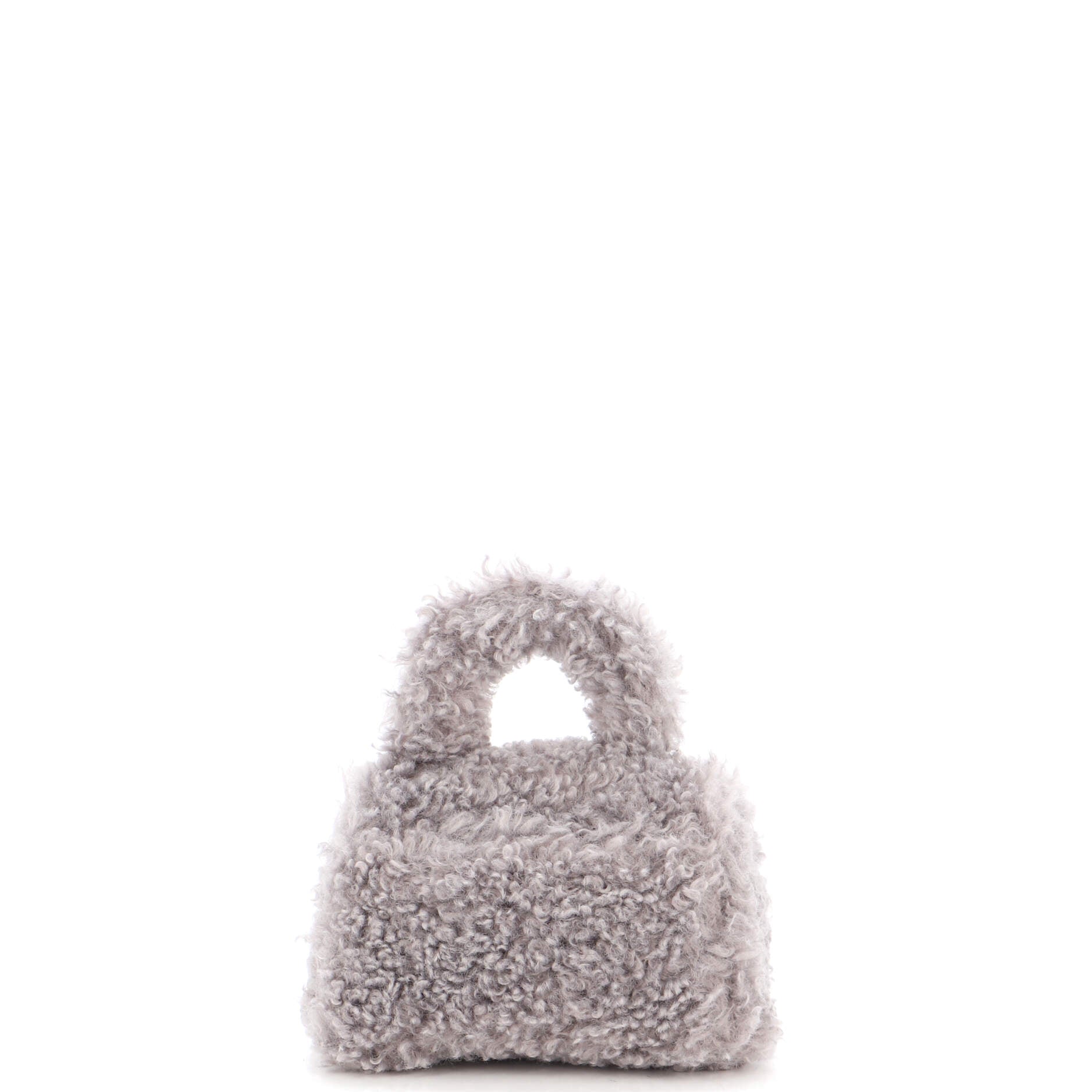 Fluffy Hourglass Chain Top Handle Bag Faux Fur Mini