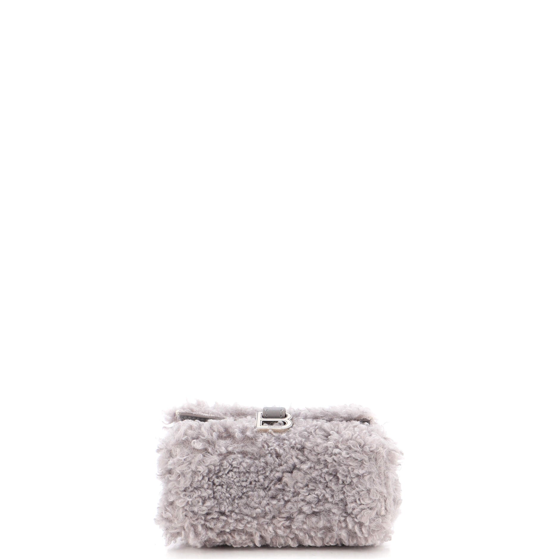 Fluffy Hourglass Chain Top Handle Bag Faux Fur Mini