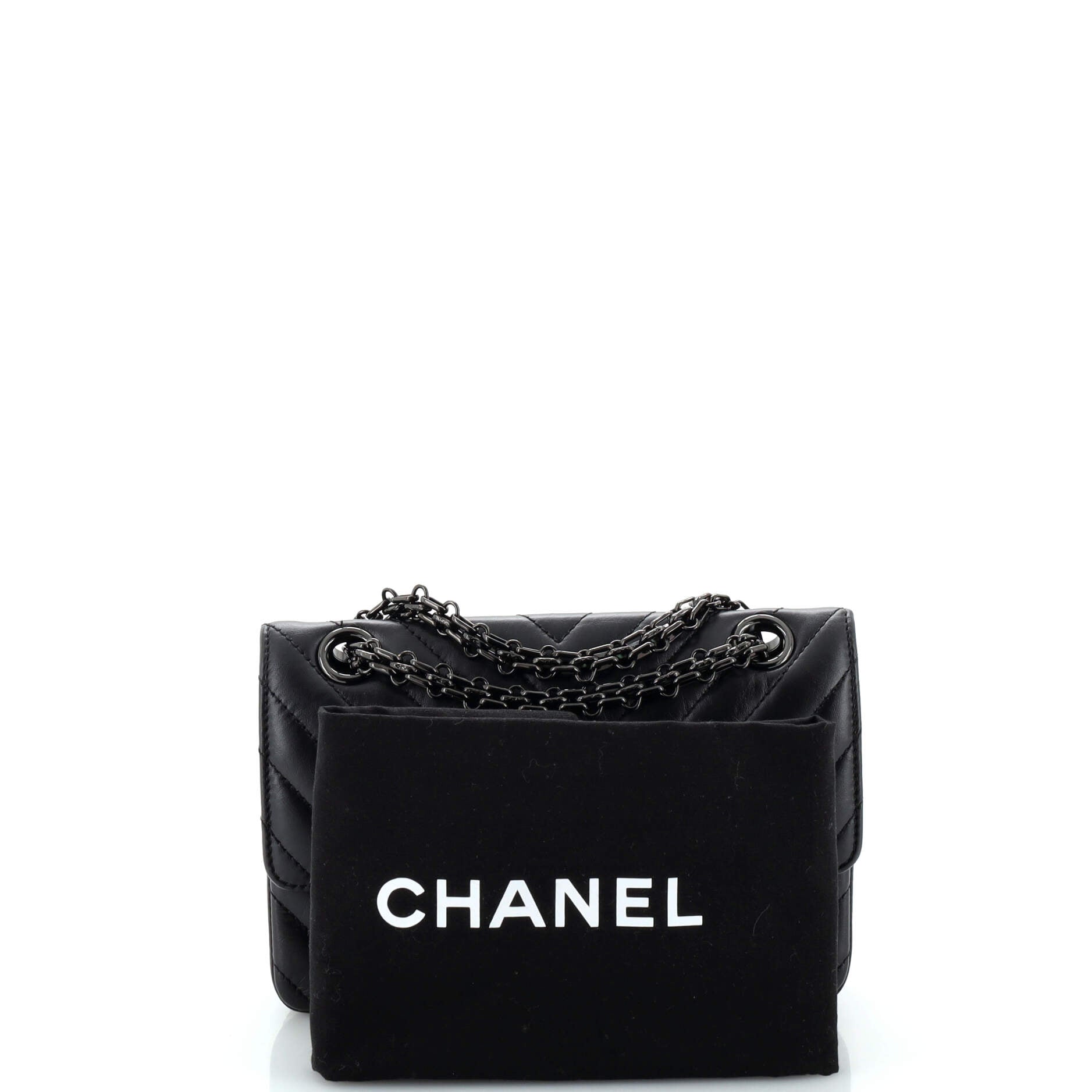 So Black Reissue 2.55 Flap Bag Chevron Aged Calfskin Mini