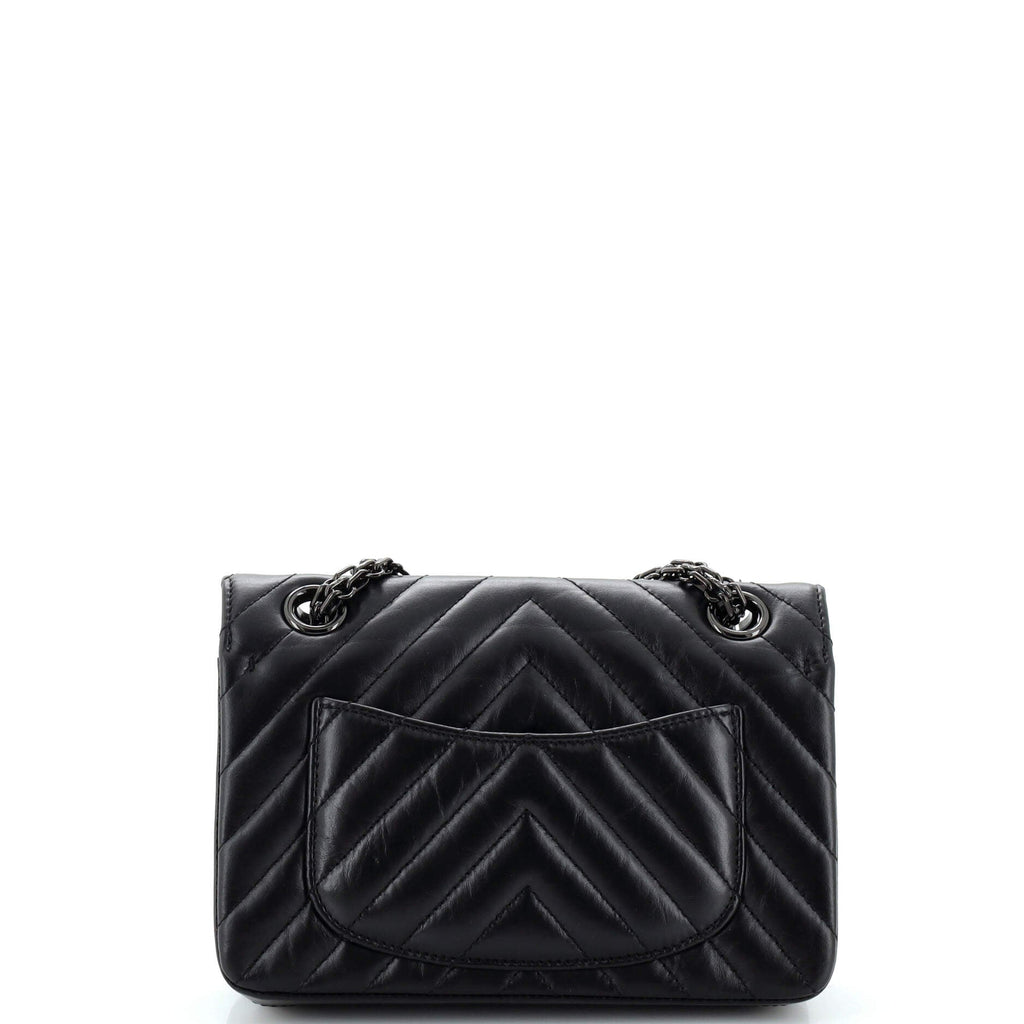 So Black Reissue 2.55 Flap Bag Chevron Aged Calfskin Mini
