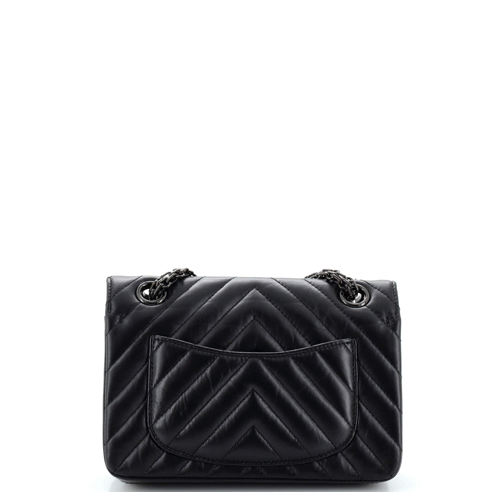 So Black Reissue 2.55 Flap Bag Chevron Aged Calfskin Mini
