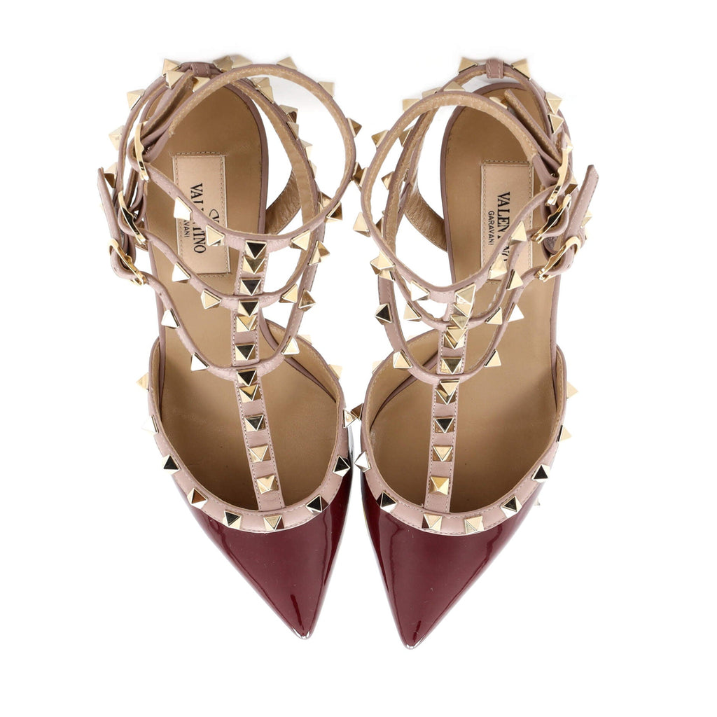 Women's Rockstud Caged Ankle Strap Pumps Patent 65