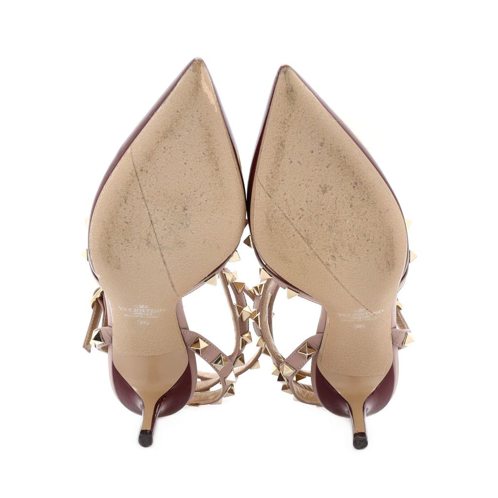Women's Rockstud Caged Ankle Strap Pumps Patent 65
