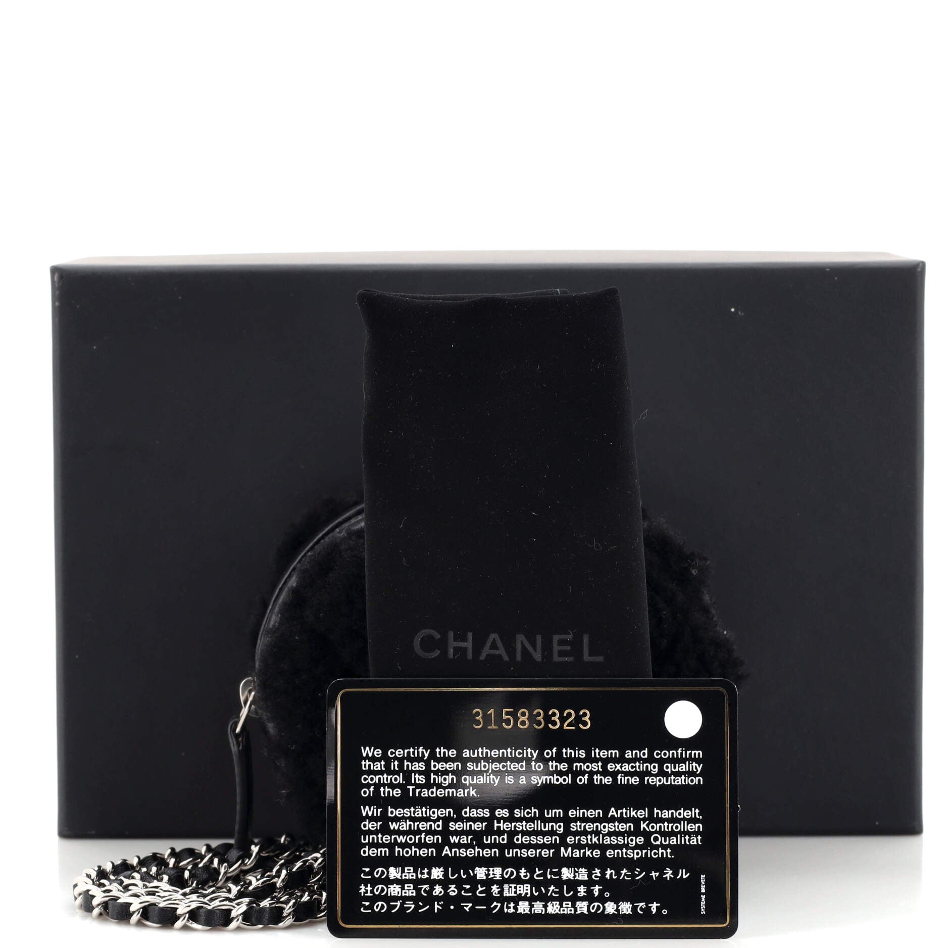 Round Clutch with Chain Quilted Shearling Mini