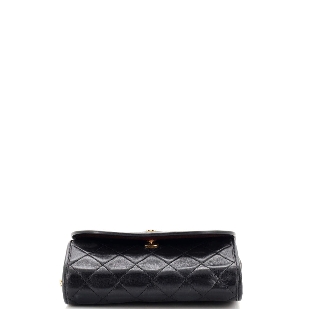 Vintage Round Flap Bag Quilted Leather Mini