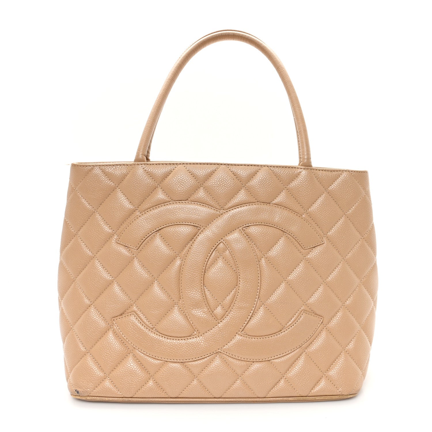 Caviar Quilted Medallion Tote Beige