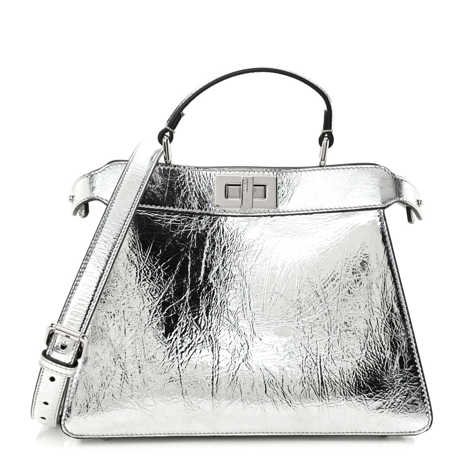Rock Millenium Laminata Small Peekaboo I SEE U Satchel Argento