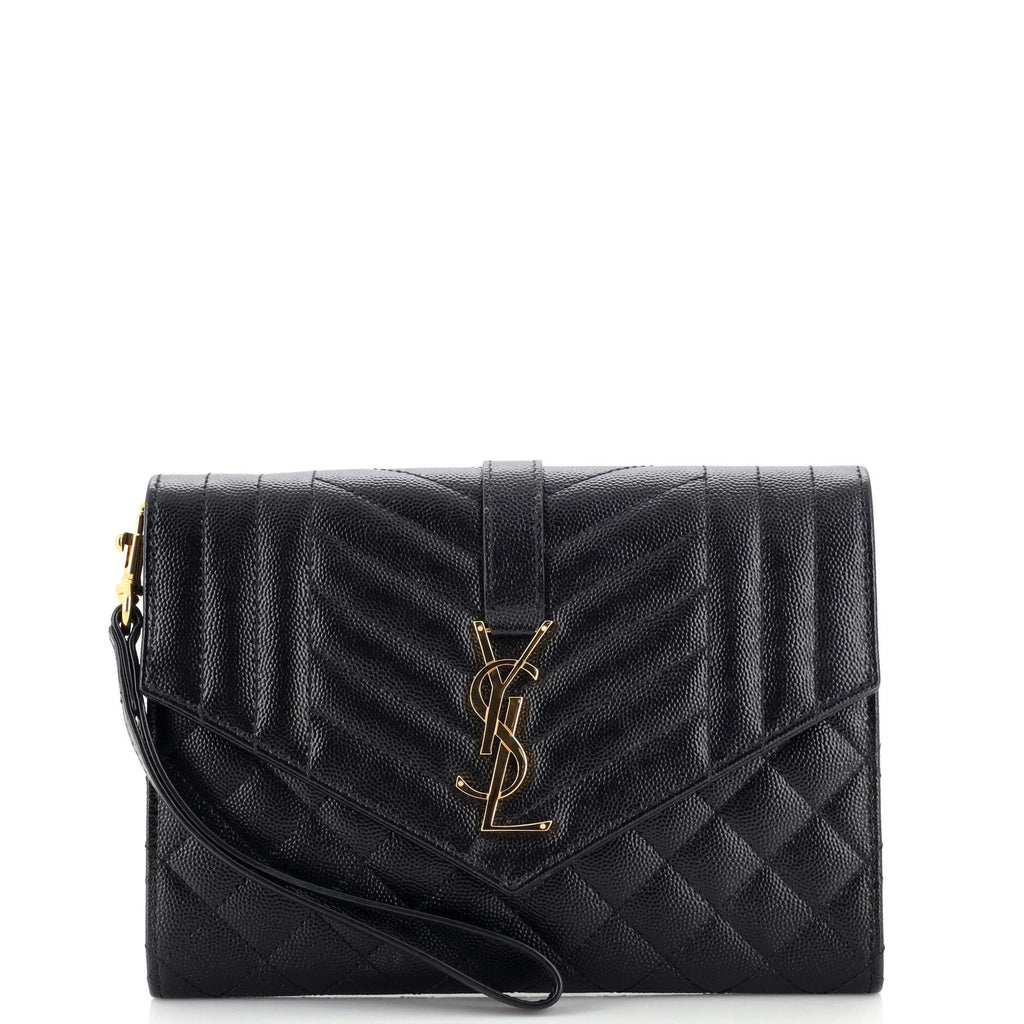 Classic Monogram Envelope Wristlet Clutch Mixed Matelasse Leather