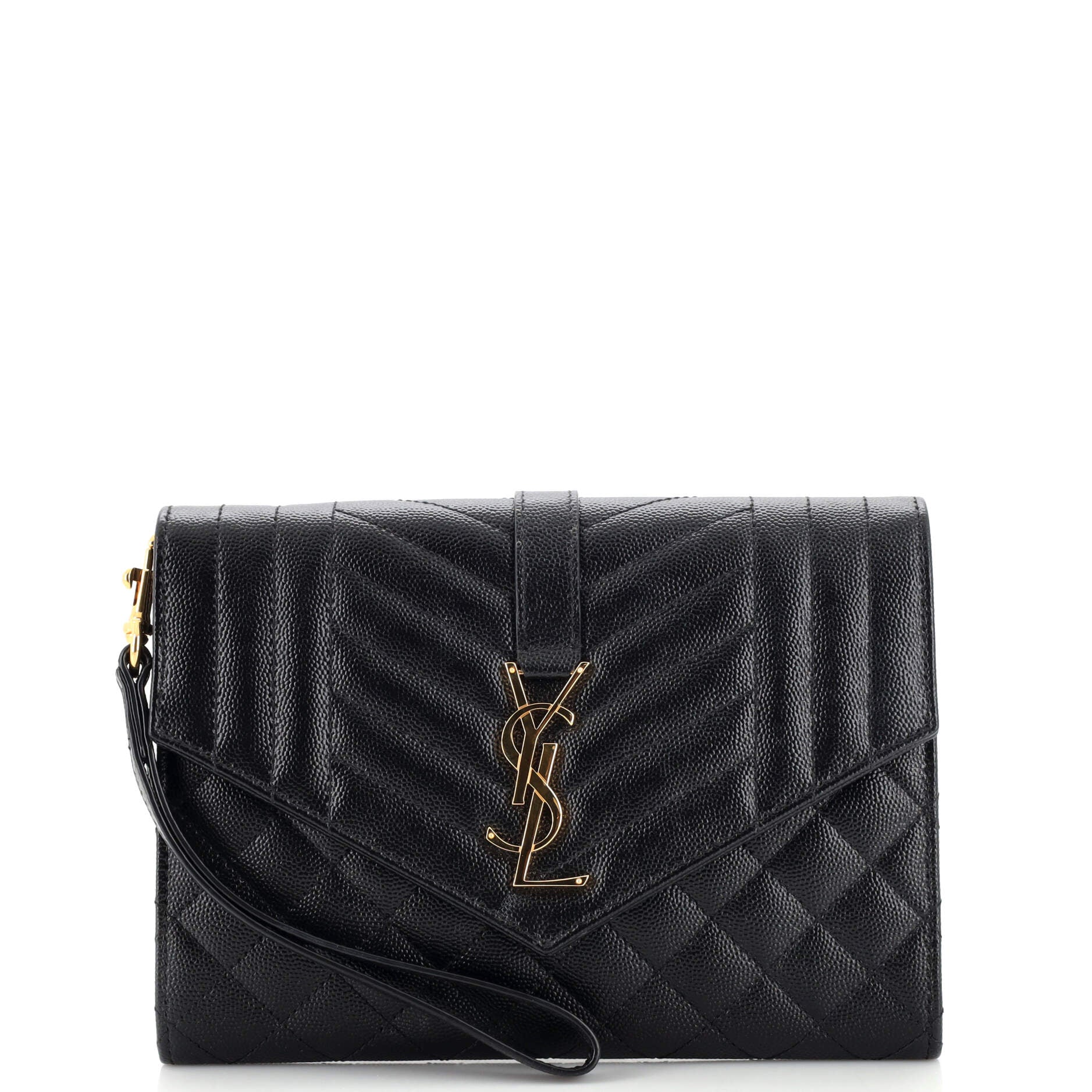 Classic Monogram Envelope Wristlet Clutch Mixed Matelasse Leather