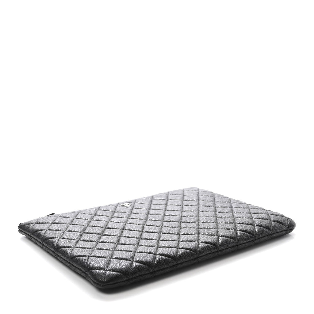 Caviar Quilted Large Cosmetic Case Black