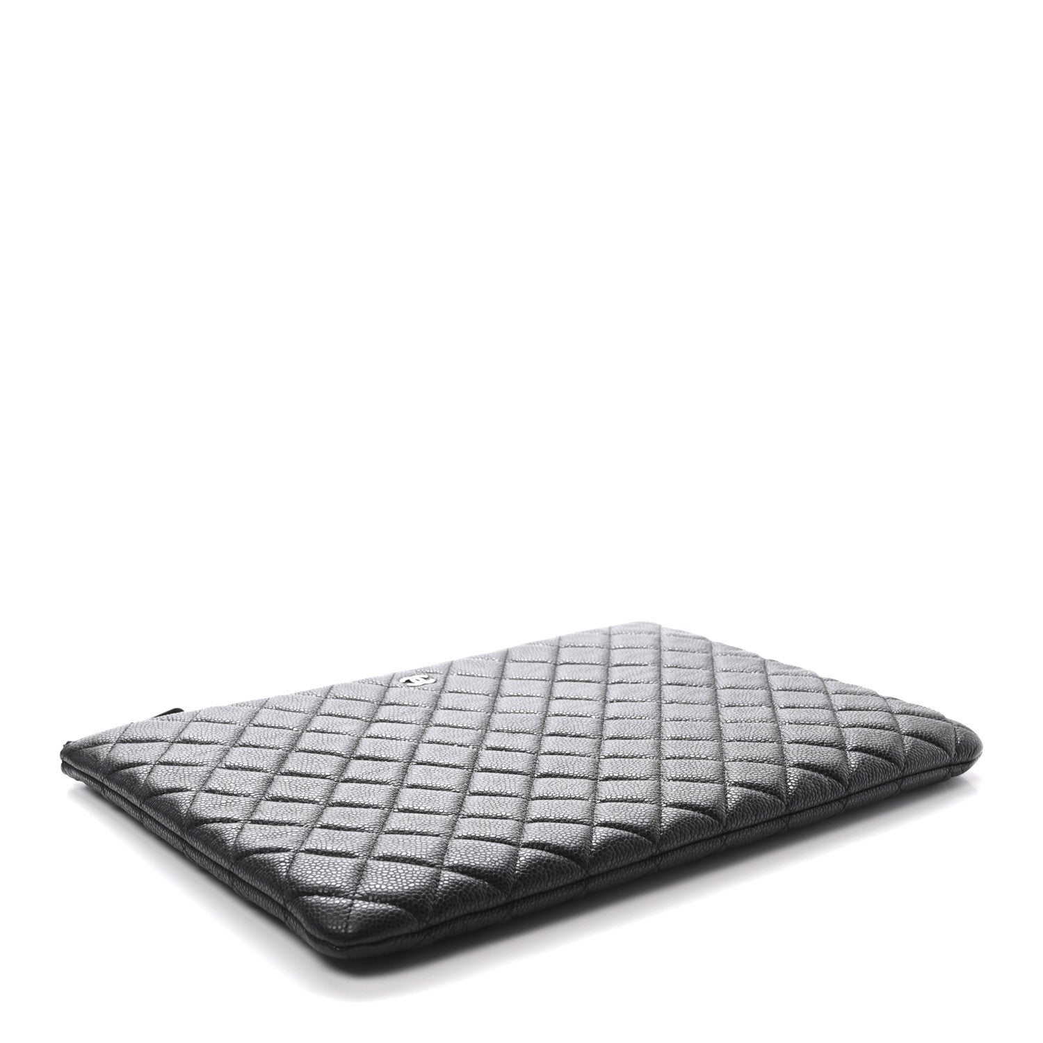 Caviar Quilted Large Cosmetic Case Black