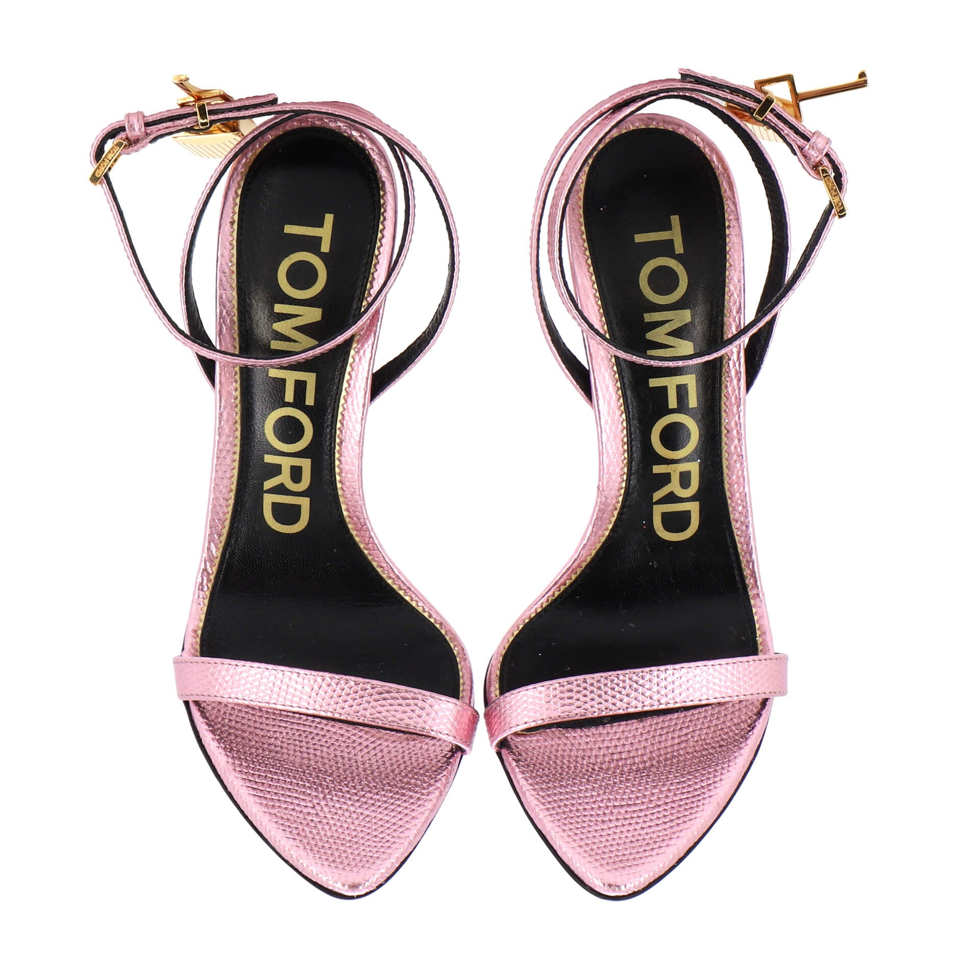 Women's Padlock Pointy Naked Heeled Sandals Leather 105