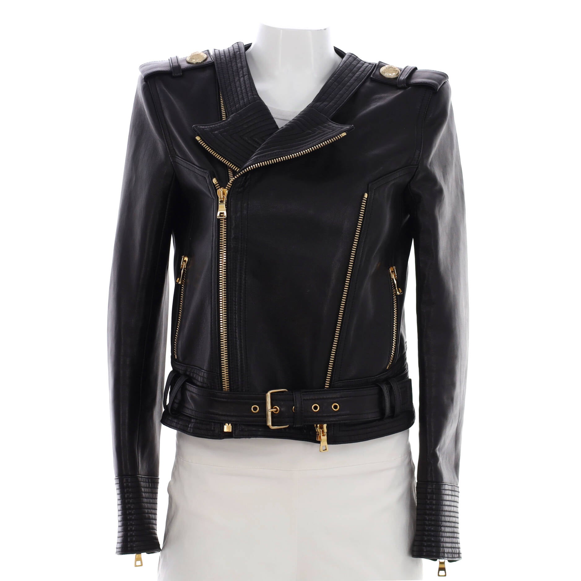 Women's Belted Biker Jacket Leather