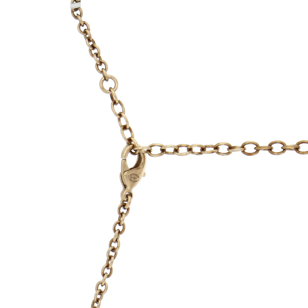 CC Pendant Necklace Metal with Crystals and Faux Pearls