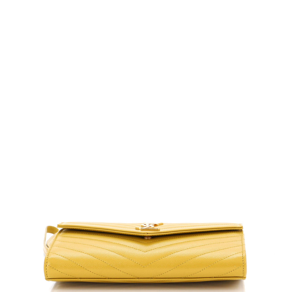 Classic Monogram Envelope Wristlet Clutch Matelasse Chevron Leather