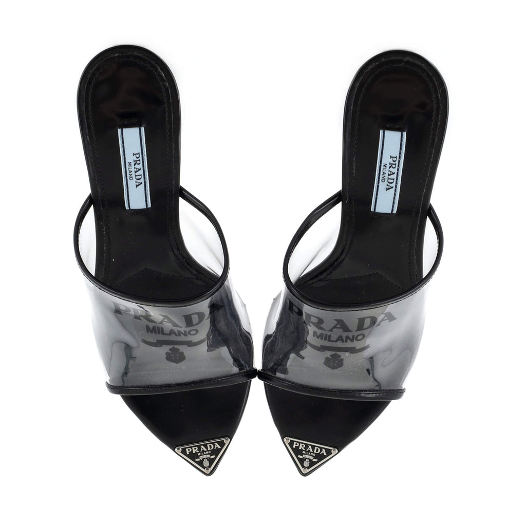 Women's Logo Heeled Sandals PVC with Leather