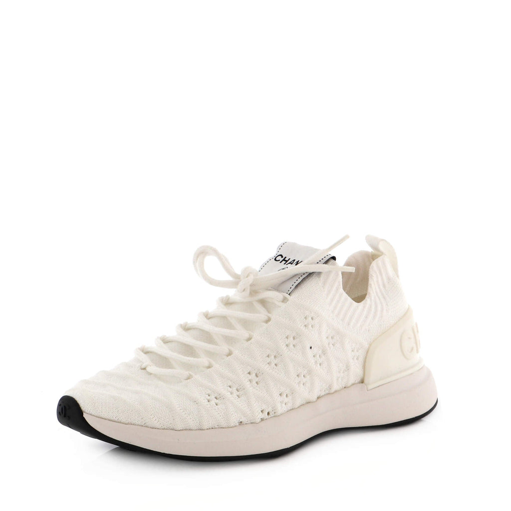 Women's Logo Sock Knit Sneakers Quilted Fabric