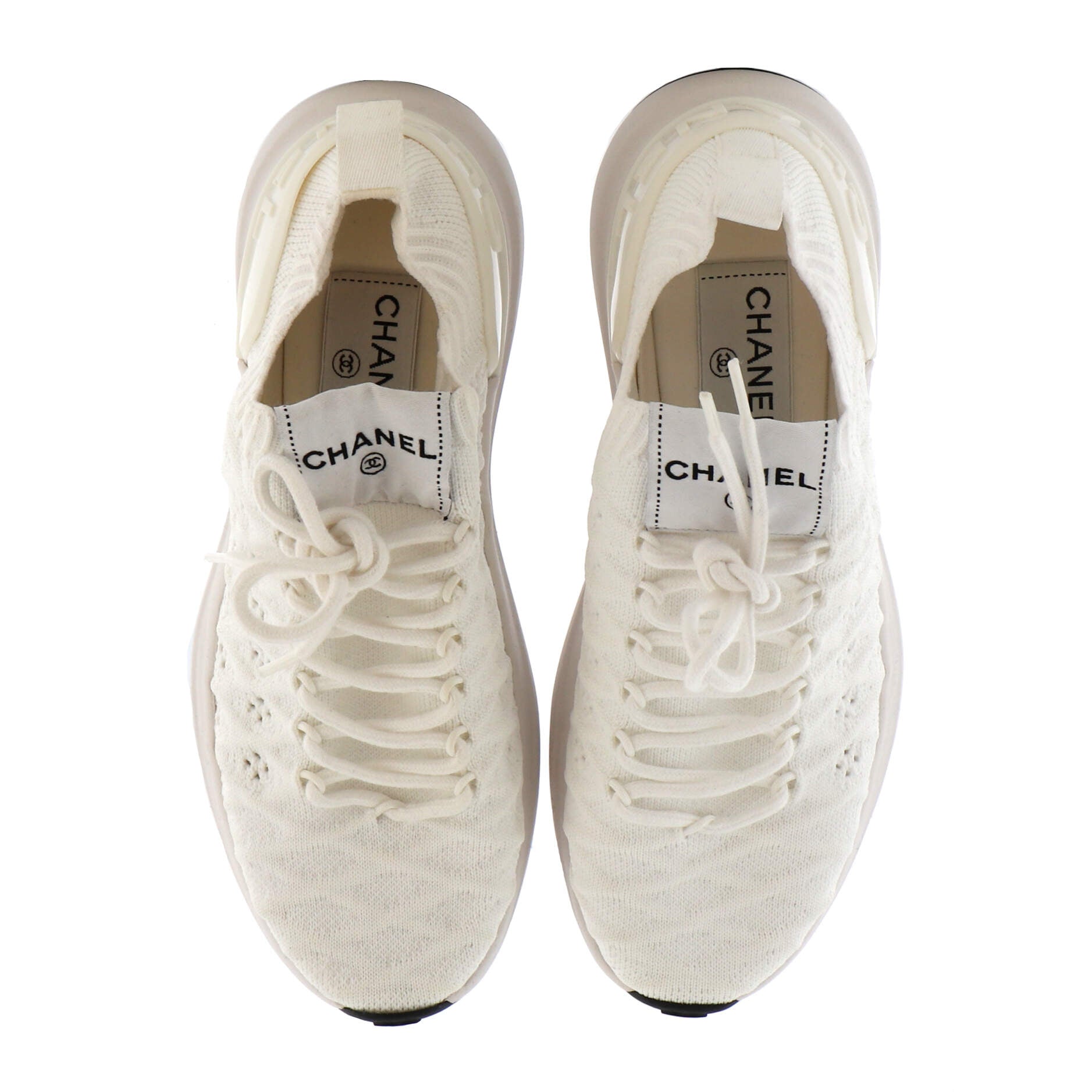 Women's Logo Sock Knit Sneakers Quilted Fabric