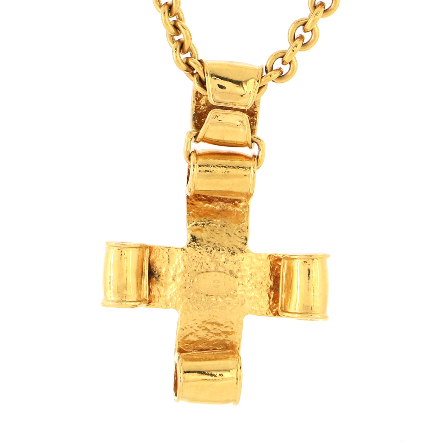 Vintage CC Cross Pendant Necklace Metal