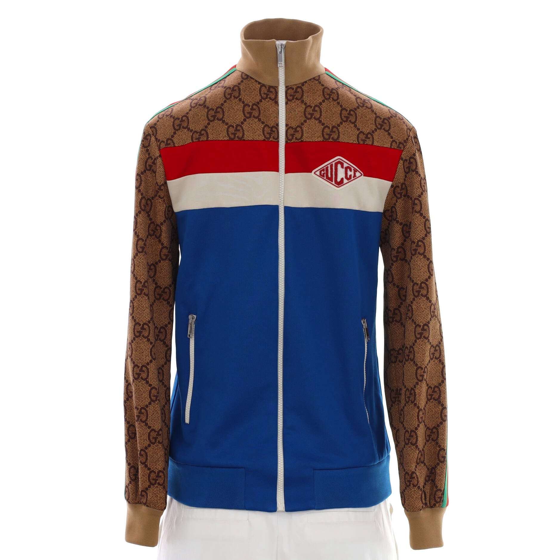 Zip Track Jacket GG Polyester and Cotton Blend