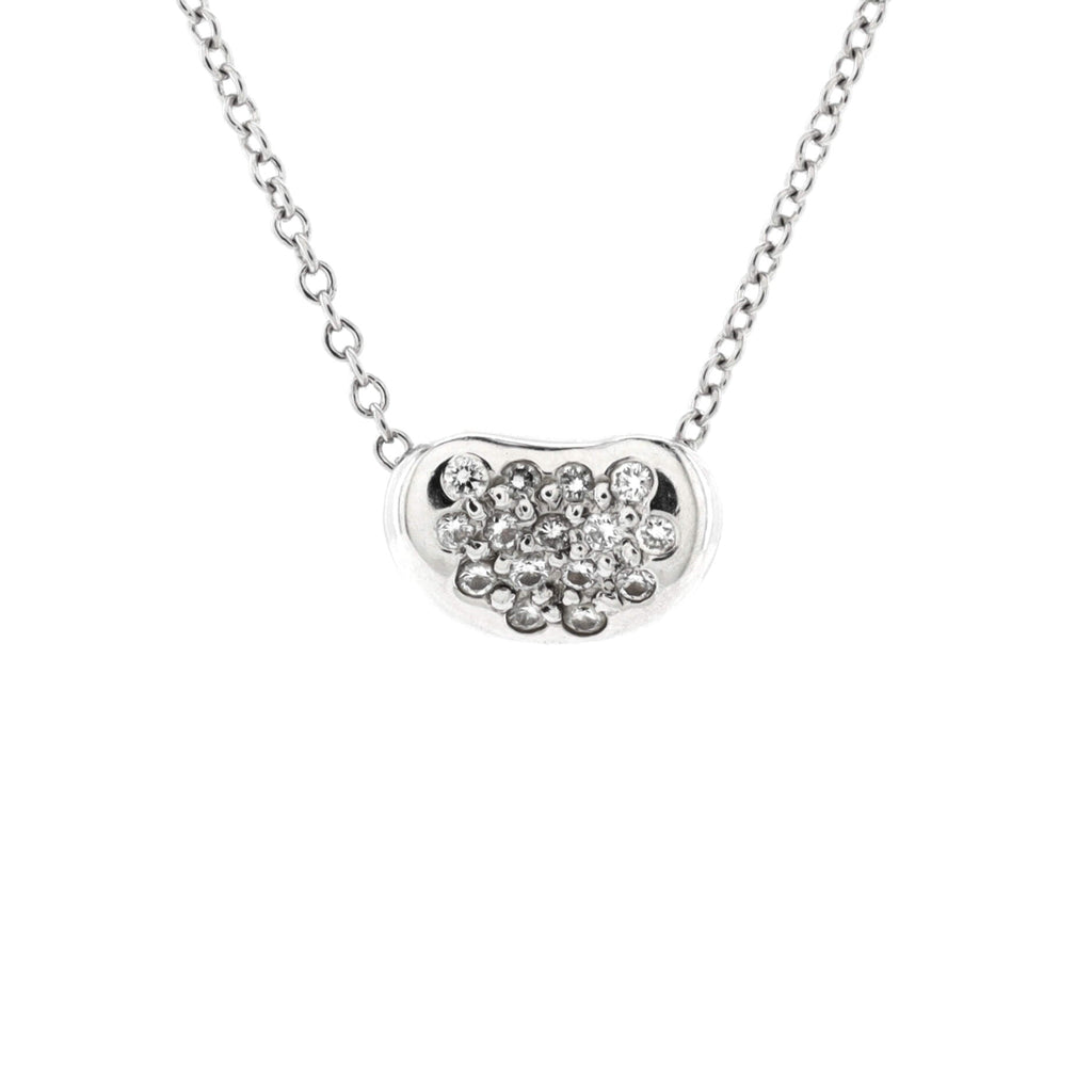 Elsa Peretti Bean Pendant Necklace Platinum with Diamonds 9mm