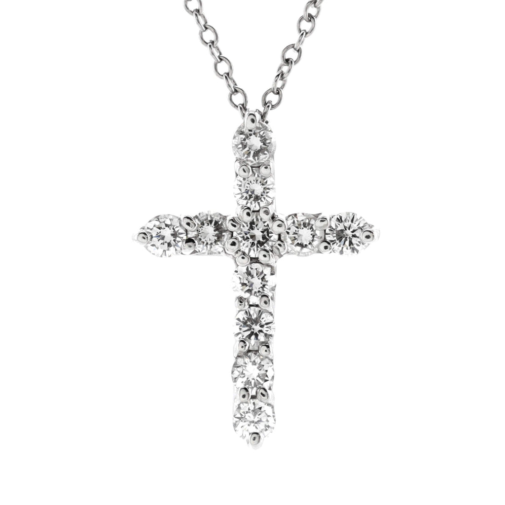 Cross Pendant Necklace Platinum and Diamonds Small