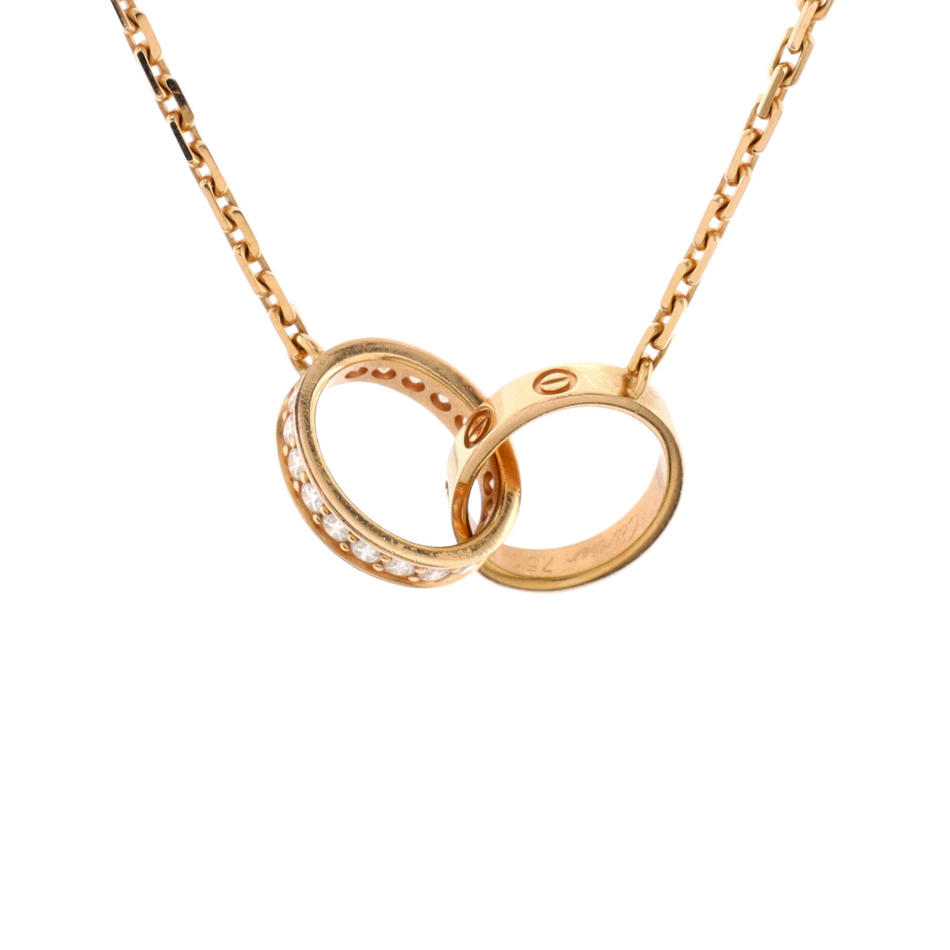 Love Interlocking Necklace 18K Rose Gold with Diamonds