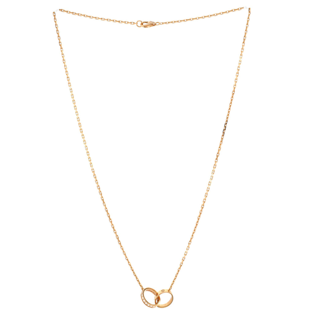Love Interlocking Necklace 18K Rose Gold with Diamonds
