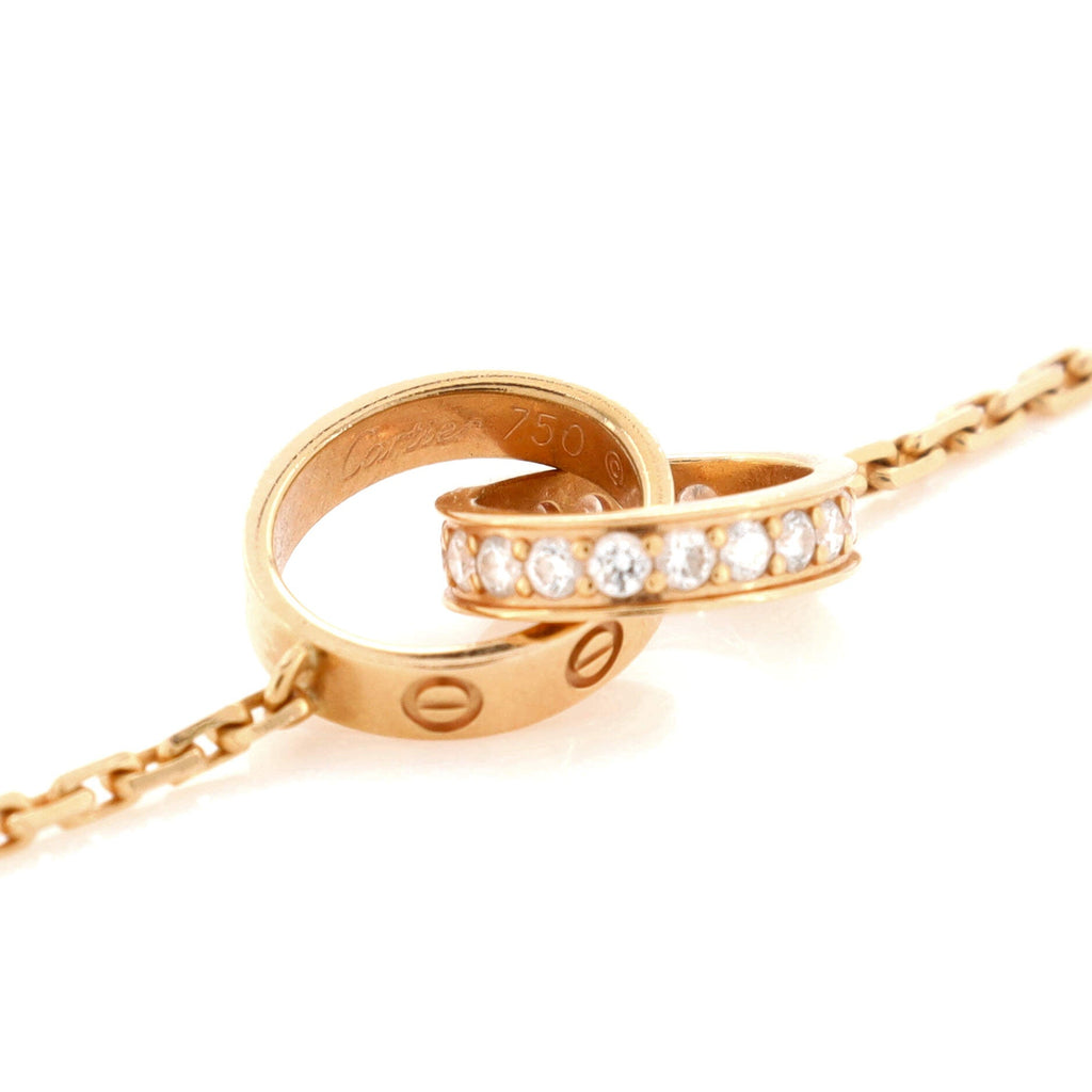 Love Interlocking Necklace 18K Rose Gold with Diamonds
