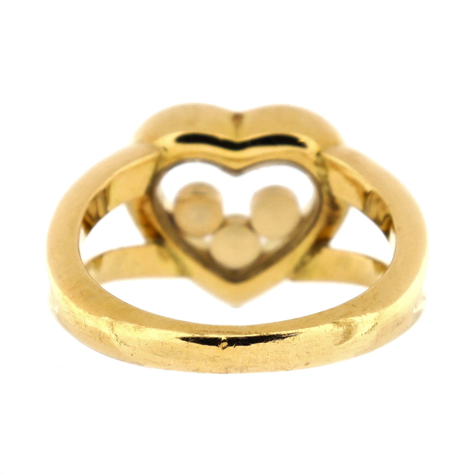 Happy Diamonds Heart Ring 18K Yellow Gold with Diamonds and 3 Floating Diamonds