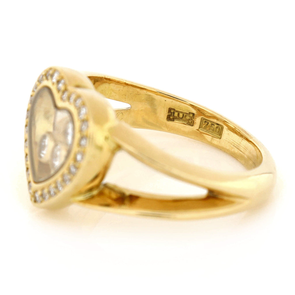 Happy Diamonds Heart Ring 18K Yellow Gold with Diamonds and 3 Floating Diamonds