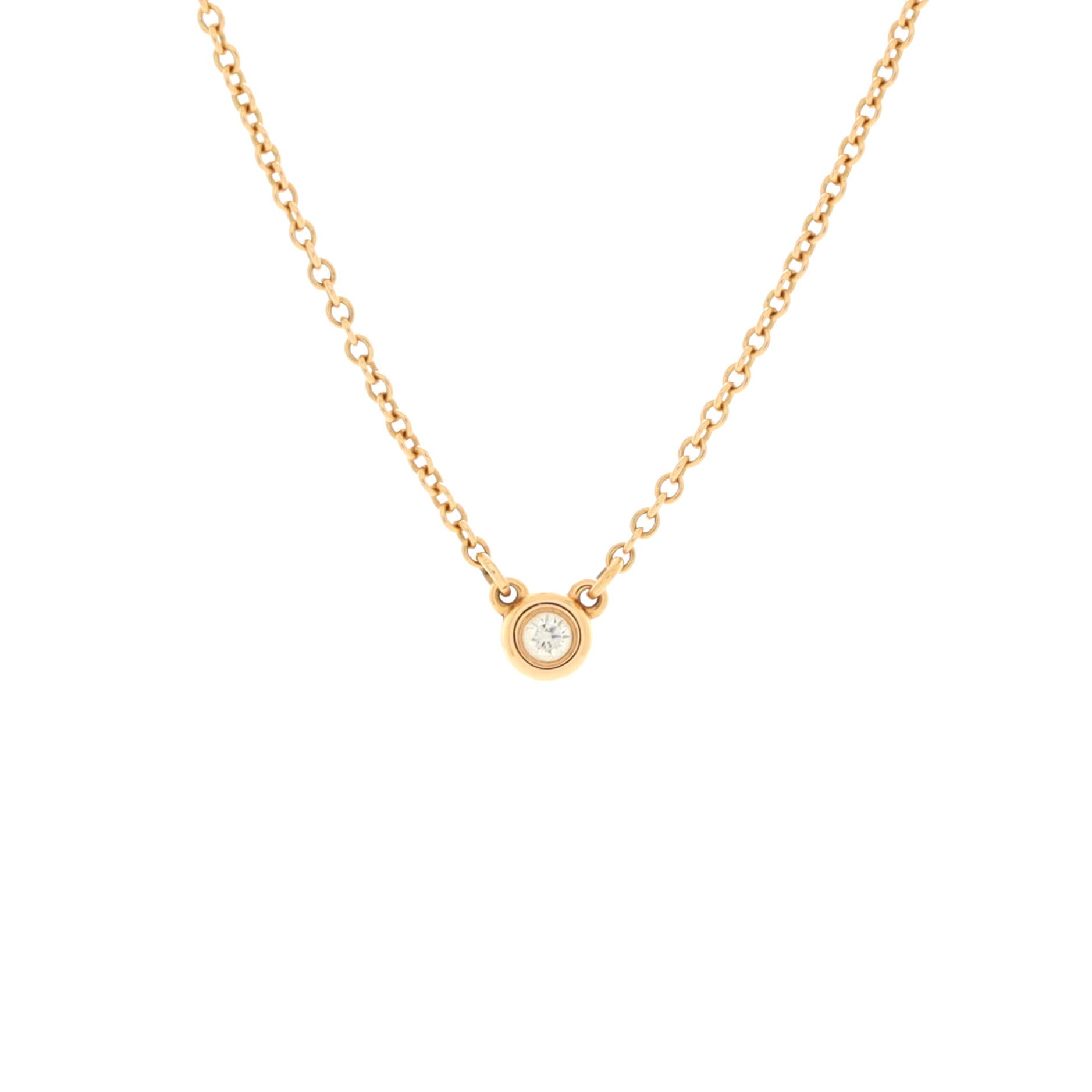 Elsa Peretti Diamonds By The Yard Necklace 18K Rose Gold with Diamond .03CT