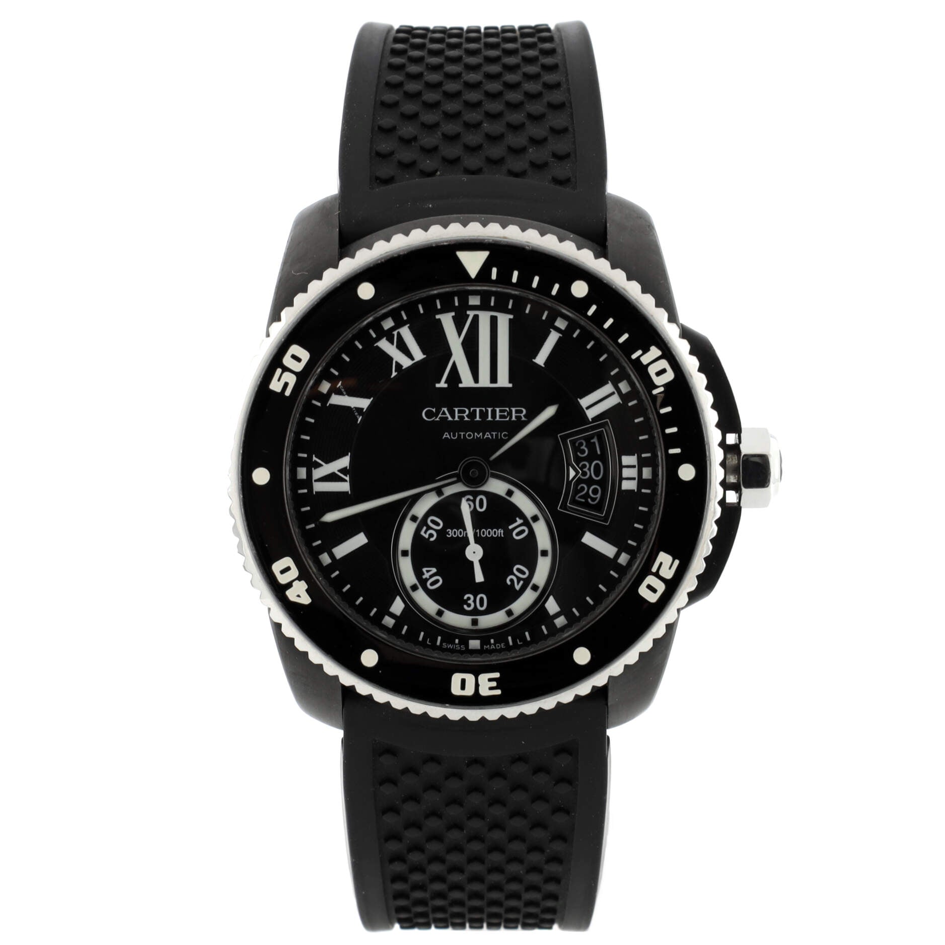 Calibre de Cartier Automatic Watch Stainless Steel and Rubber with Ceramic 42