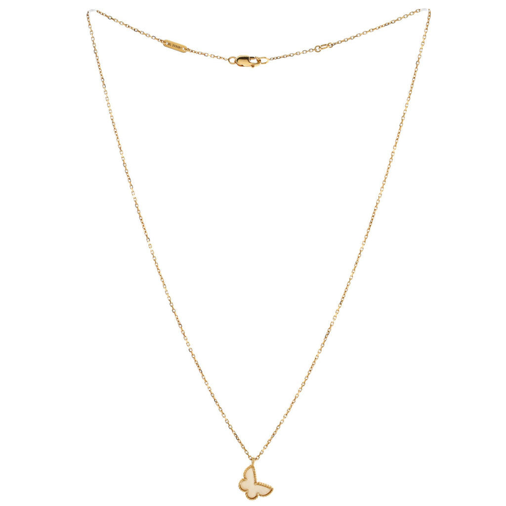 Sweet Alhambra Butterfly Pendant Necklace 18K Yellow Gold and Mother of Pearl