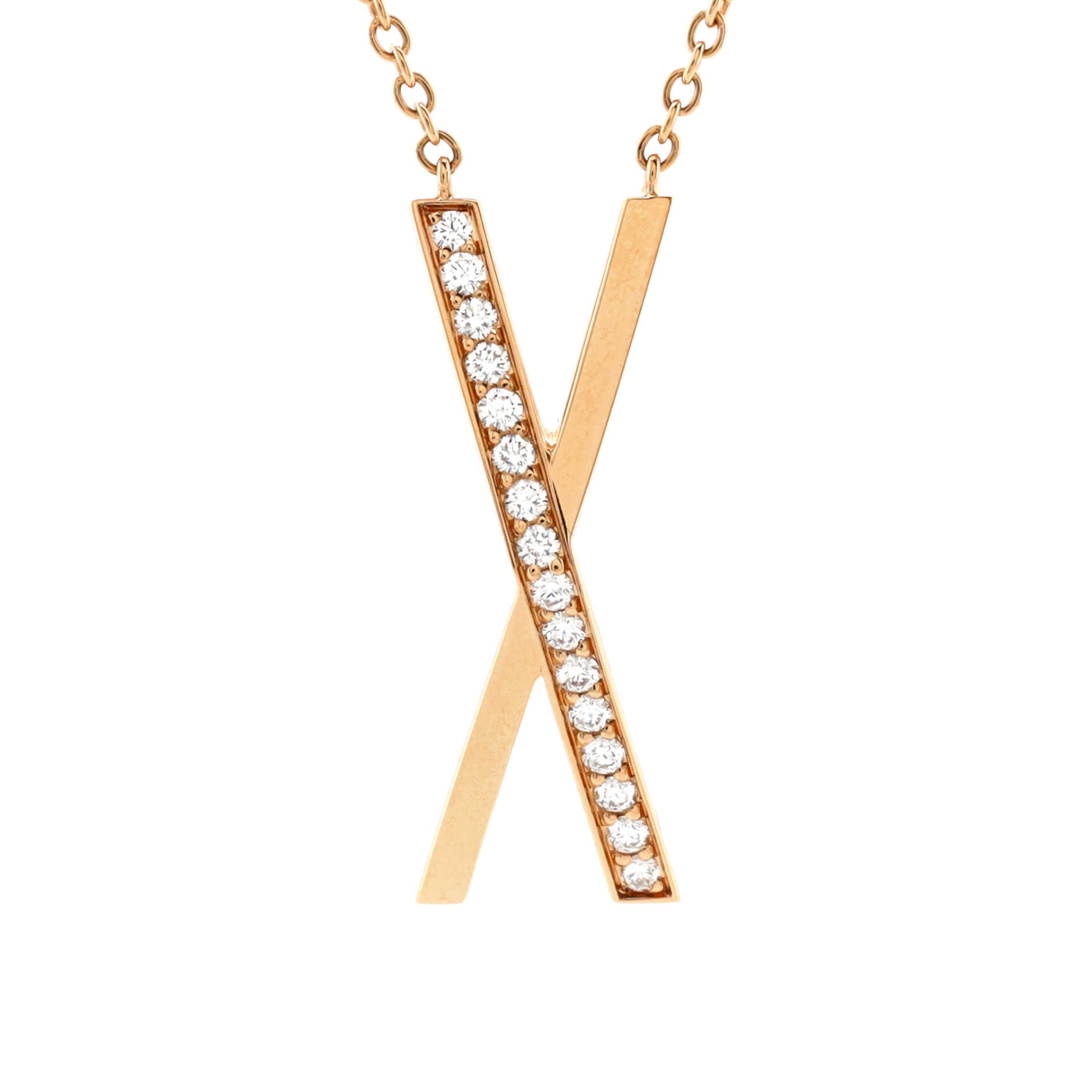 Atlas X Pendant Necklace 18K Rose Gold with Diamonds