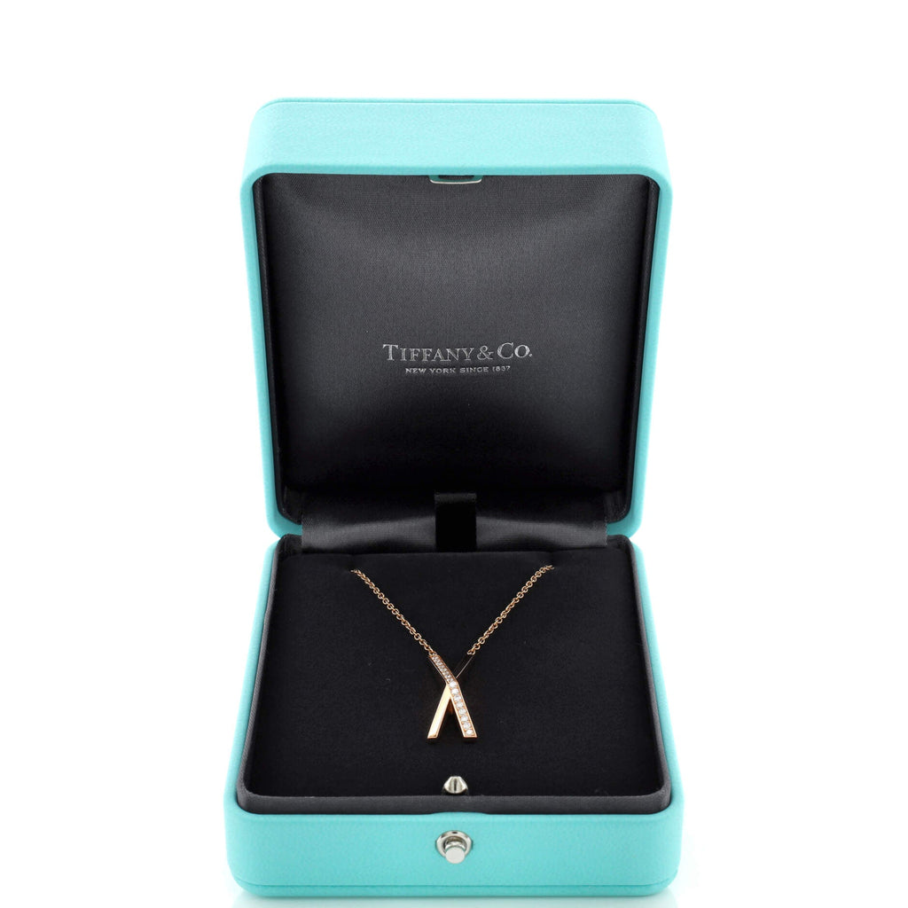 Atlas X Pendant Necklace 18K Rose Gold with Diamonds