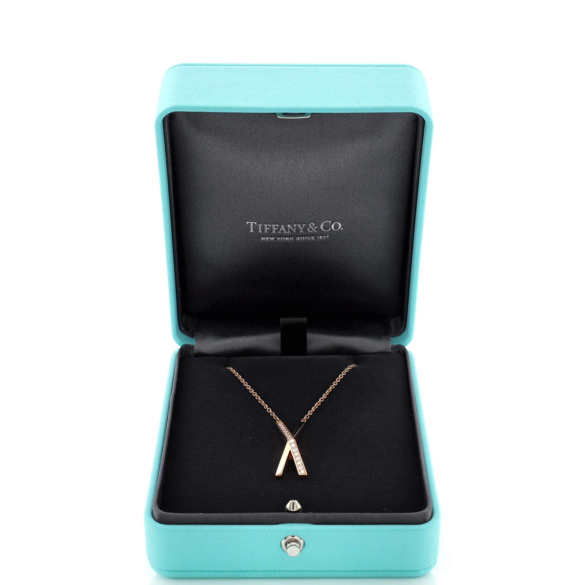 Atlas X Pendant Necklace 18K Rose Gold with Diamonds