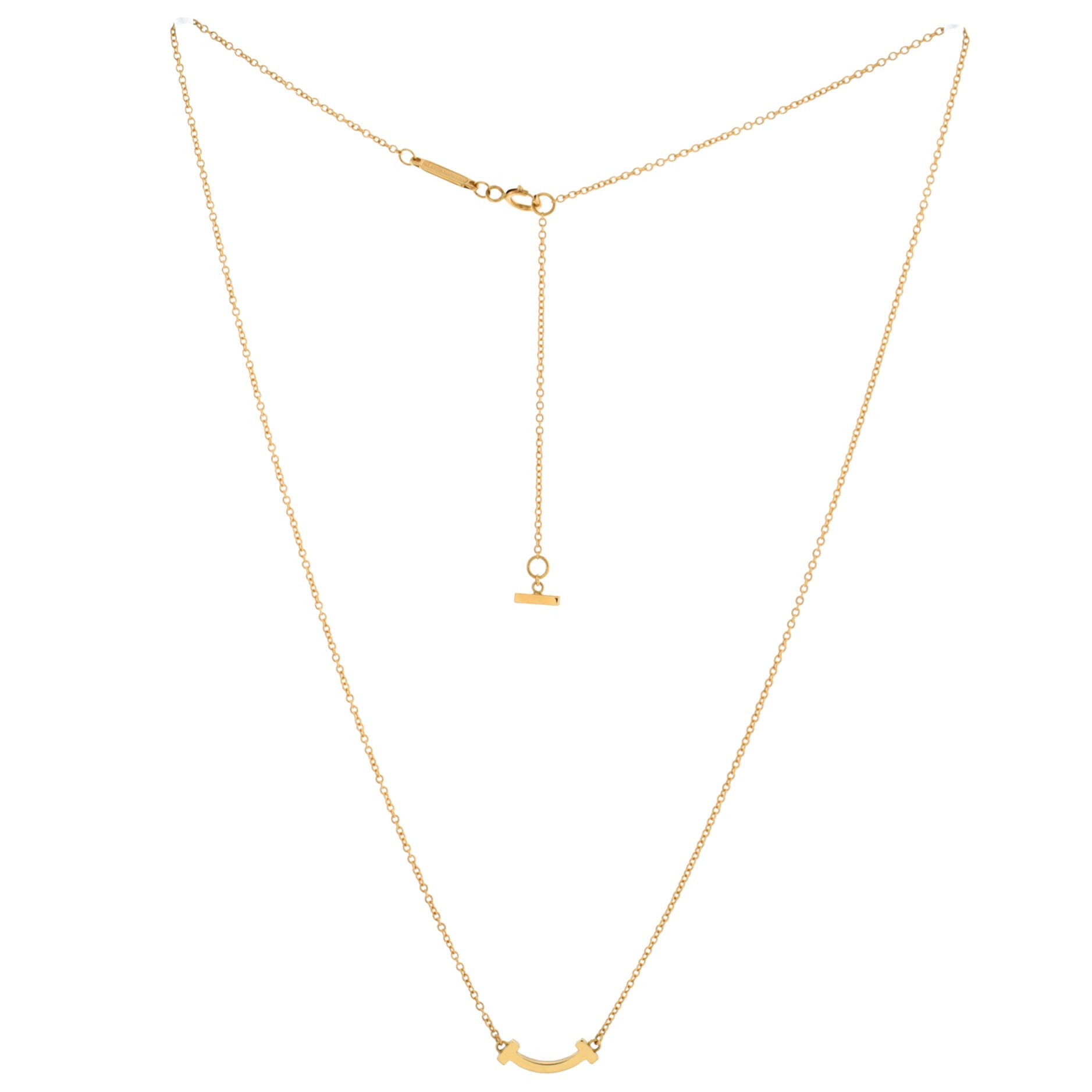 T Smile Pendant Necklace 18K Yellow Gold Mini