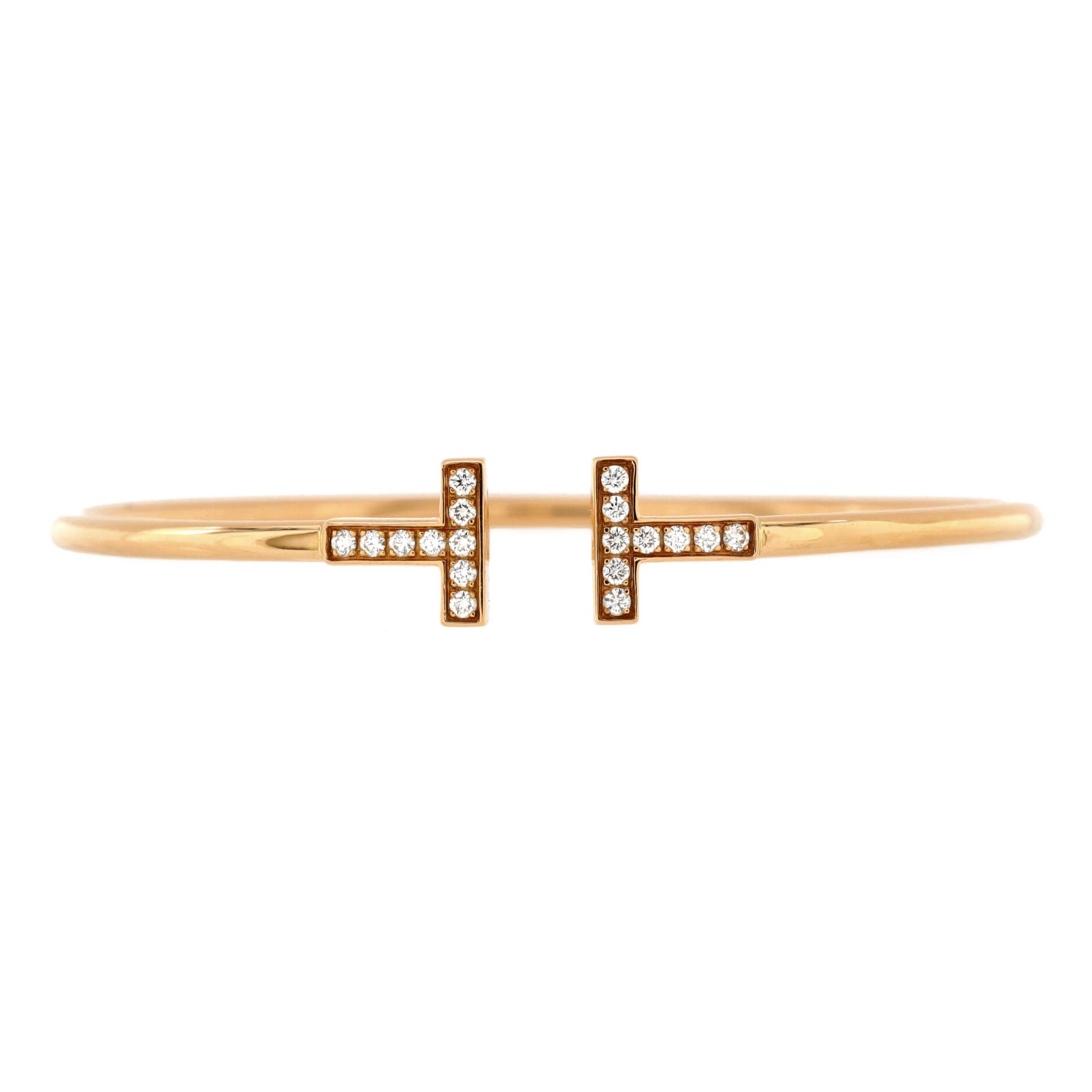 T Wire Bracelet 18K Rose Gold with Diamonds